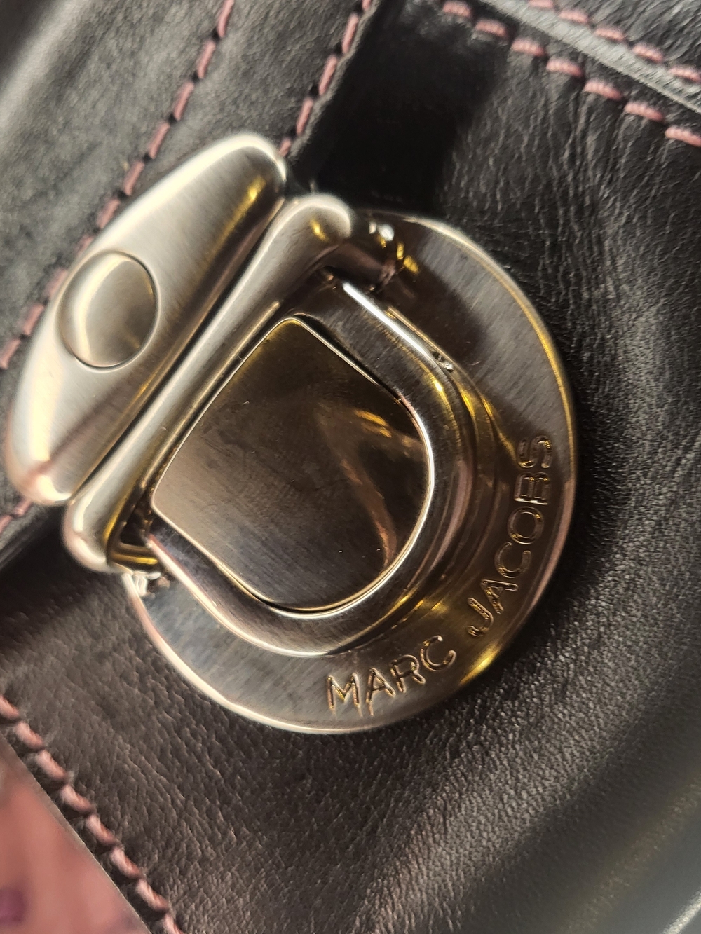 Y2k Marc Jacobs #Susannahbag variant Black Leather Purse Pink Lineing Rare - Picture 6 of 13